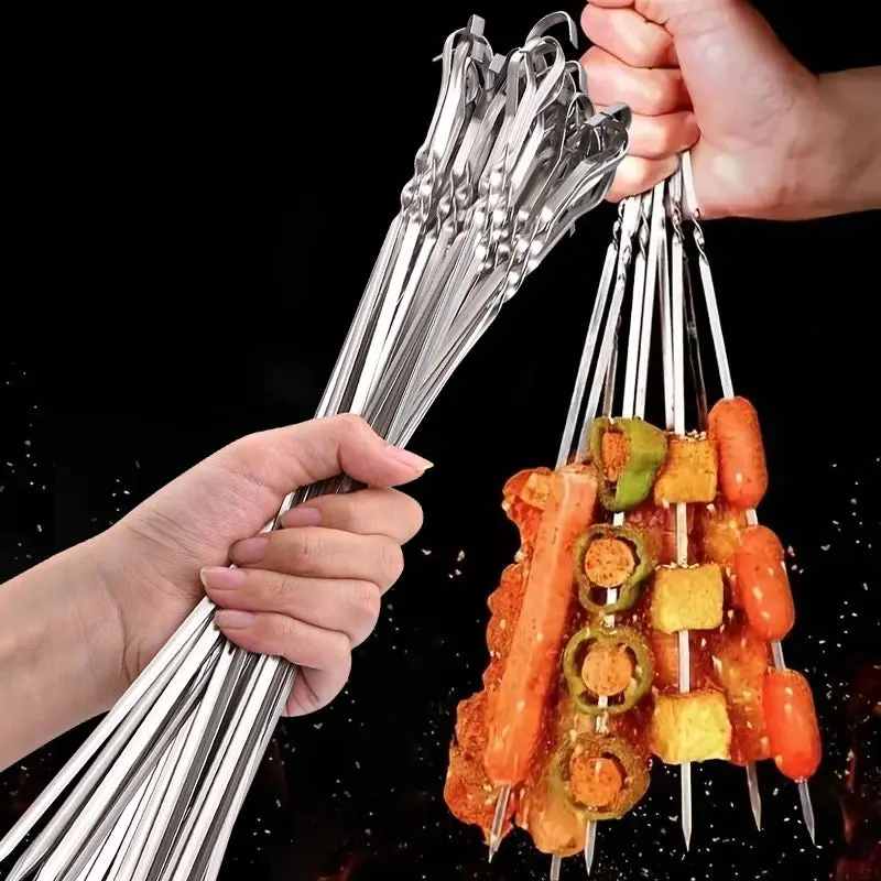 10/20/30/50/100Pcs Reusable Stainless Steel Bbq Skewers 1