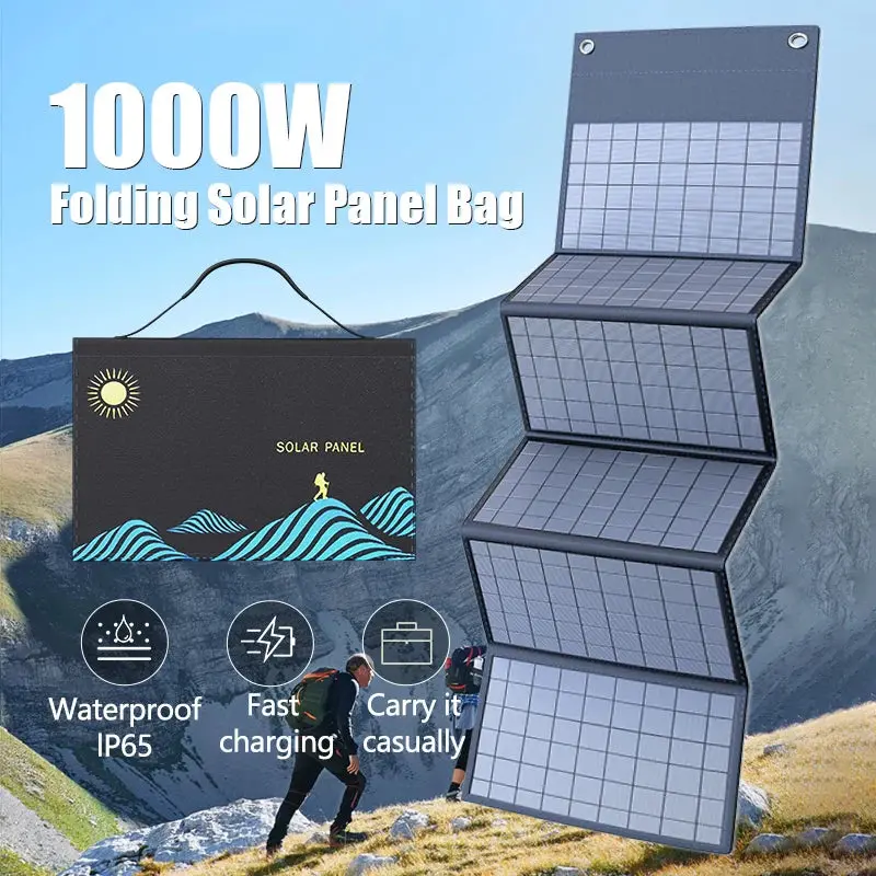 1000W Solar Panel Portable Folding Bag Usb+Dc Output Solar Charger 1