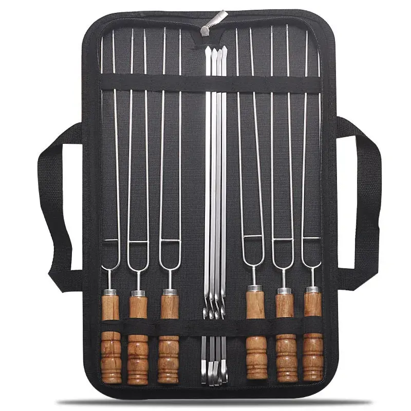 10Pc Reusable Bbq Skewers Set With Storage Case 1