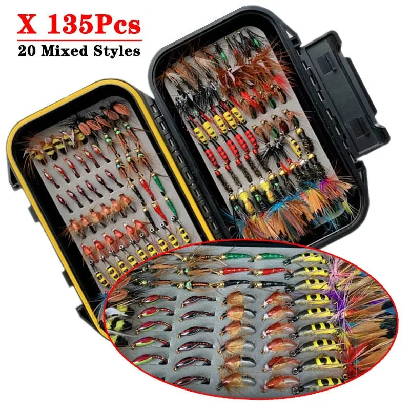 135Pieces/Box Wet/Dry Fly Fishing Lure Box Set 1