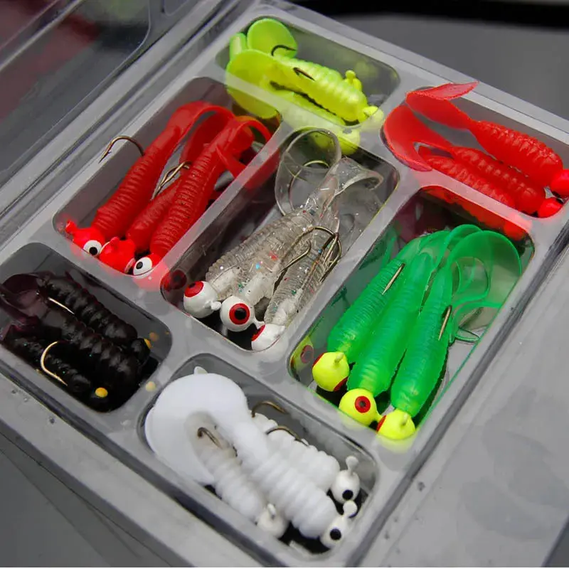 21Pc Soft Plastic Grub & Jig Head Set 1