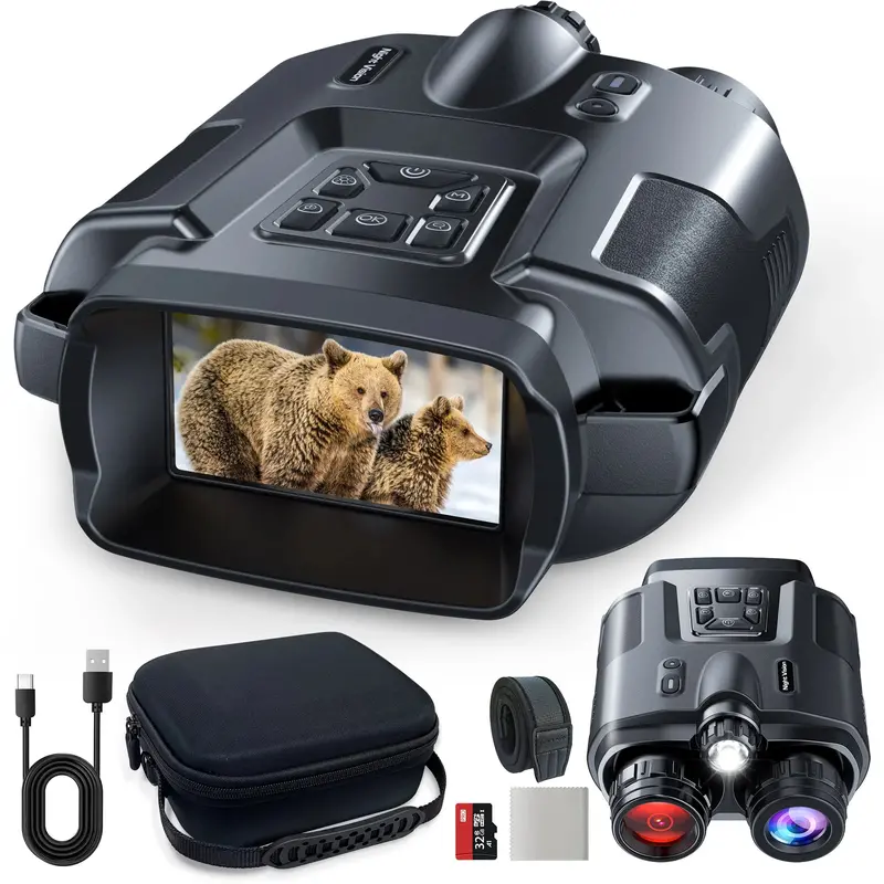4K Infrared Night Vision Binoculars 3Inch Screen 8X Digital Zoom With Tactical Light 1