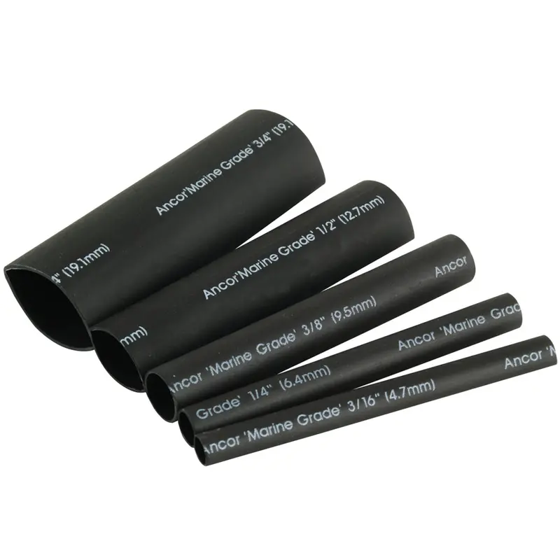 Ancor Adhesive Lined Heat Shrink Tubing Kit - 8-Pack, 3", 20 To 2/0 Awg, Black 1