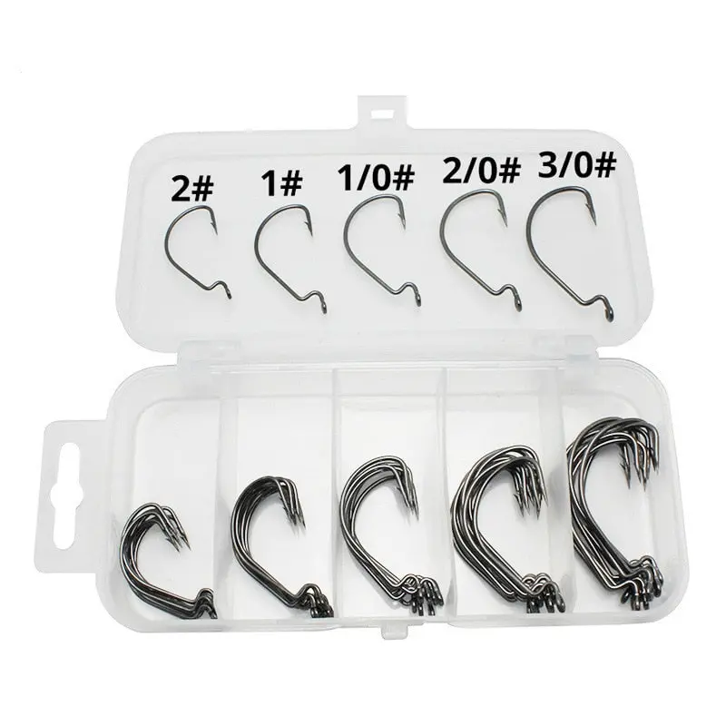 Badgerking Wide Gap Texas Bait Hooks 50Pcs/Set 1