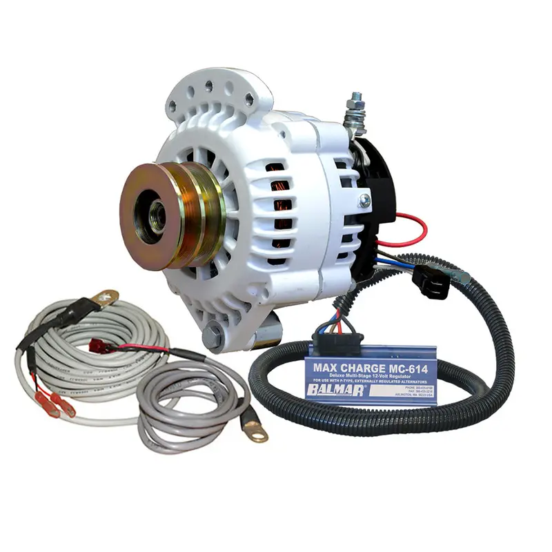Balmar Alternator 100 Amp Kit 12V 1-2" Single Foot Spindle Mount Dual Vee Pulley Regulator  Temp Sensor 1