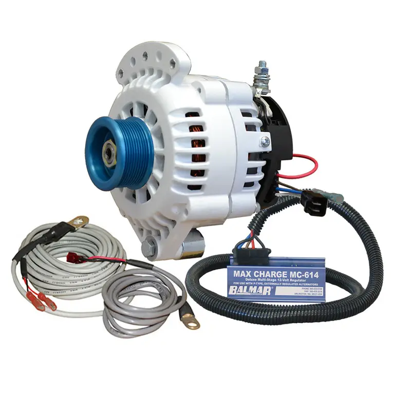 Balmar Alternator 100 Amp Kit 12V 1-2" Single Foot Spindle Mount J10 Pulley Regulator  Temp Sensor 1