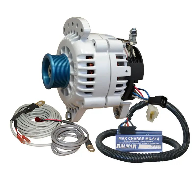 Balmar Alternator 120 Amp Kit 120V 3.15" Dual Foot Saddle J10 Pulley Regulator  Temp Sensor 1