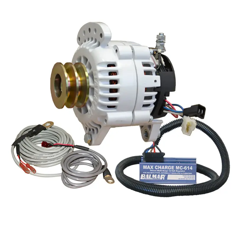 Balmar Alternator 120 Amp Kit 12V 3.15" Dual Foot Saddle Dual Vee Pulley Regulator  Temp Sensor 1