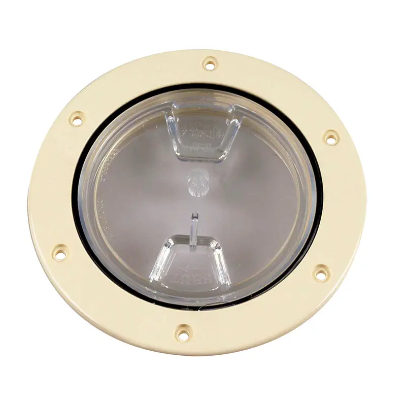 Beckson 4" Clear Center Screw-Out Deck Plate - Beige 1