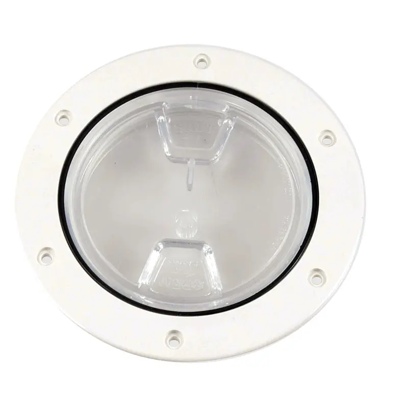 Beckson 4" Clear Center Screw-Out Deck Plate - White 1
