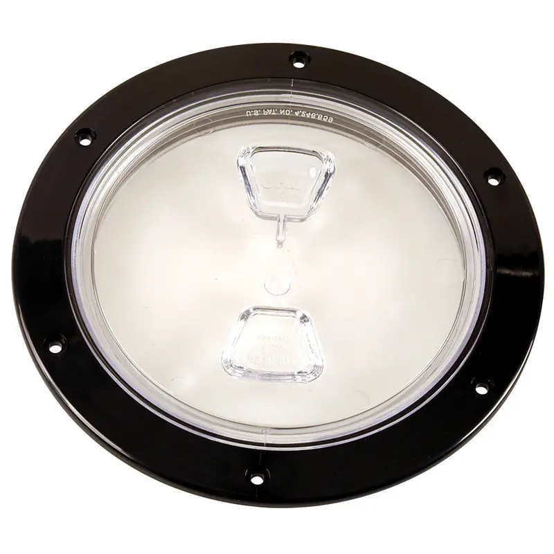 Beckson  6" Clear Center Screw-Out Deck Plate - Black 1