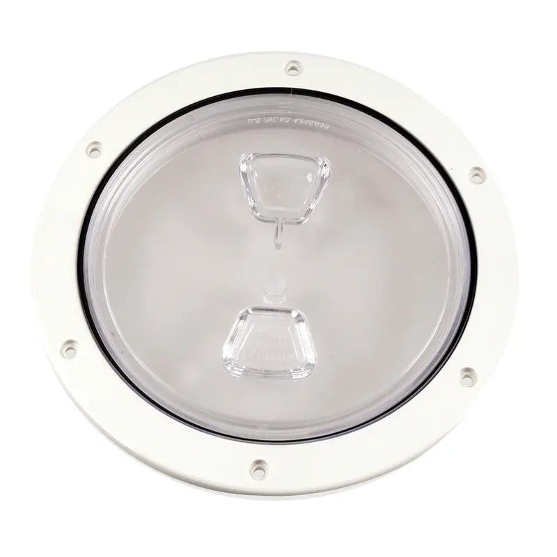 Beckson 6" Clear Center Screw Out Deck Plate - White 1