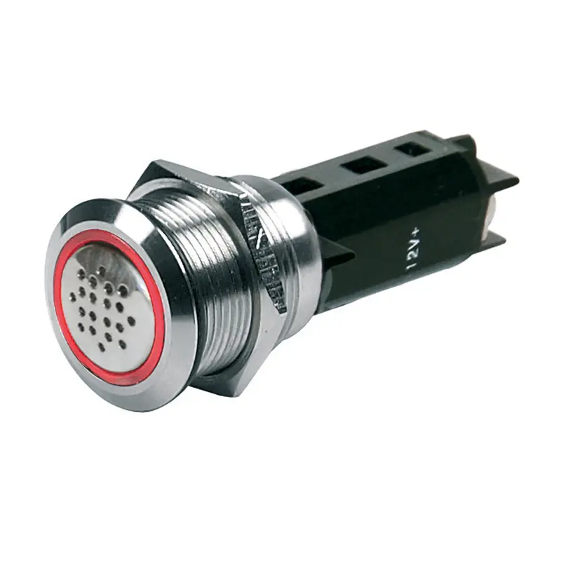 Bep 12V Buzzer W/Red Led Warning Light - Stainless Steel 1