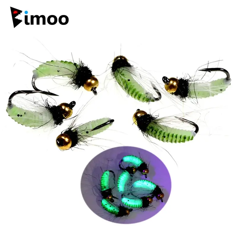 Bimoo 6Pcs/Lot #10 #12 Cdc Feather Hackle Nymph Scud Fly 1