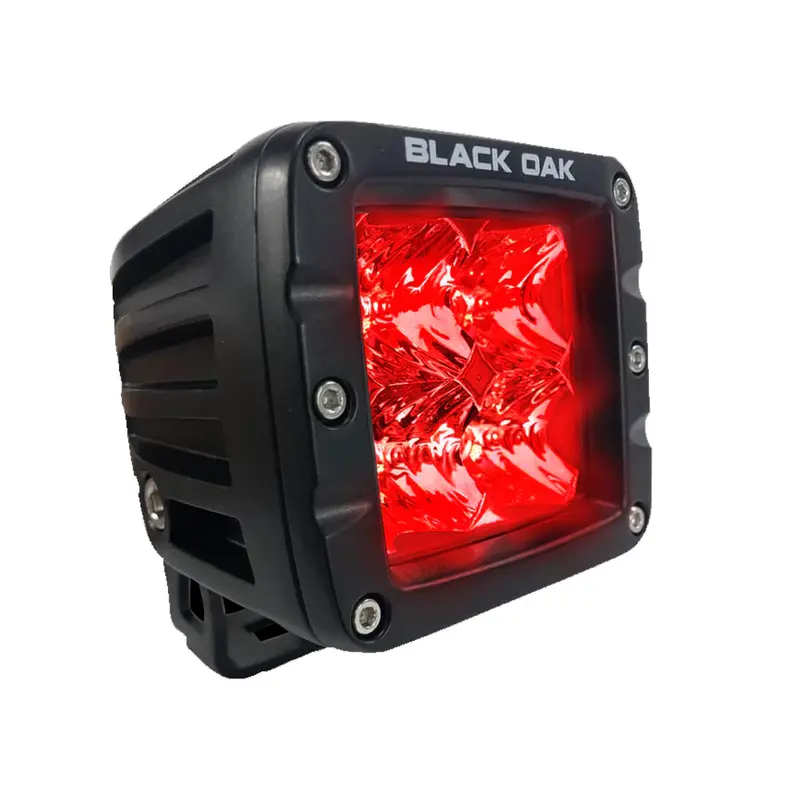 Black Oak 2" Red Led Predator Hunting Pod Light - Flood Optics - Black Housing - Pro Series 3.0 1