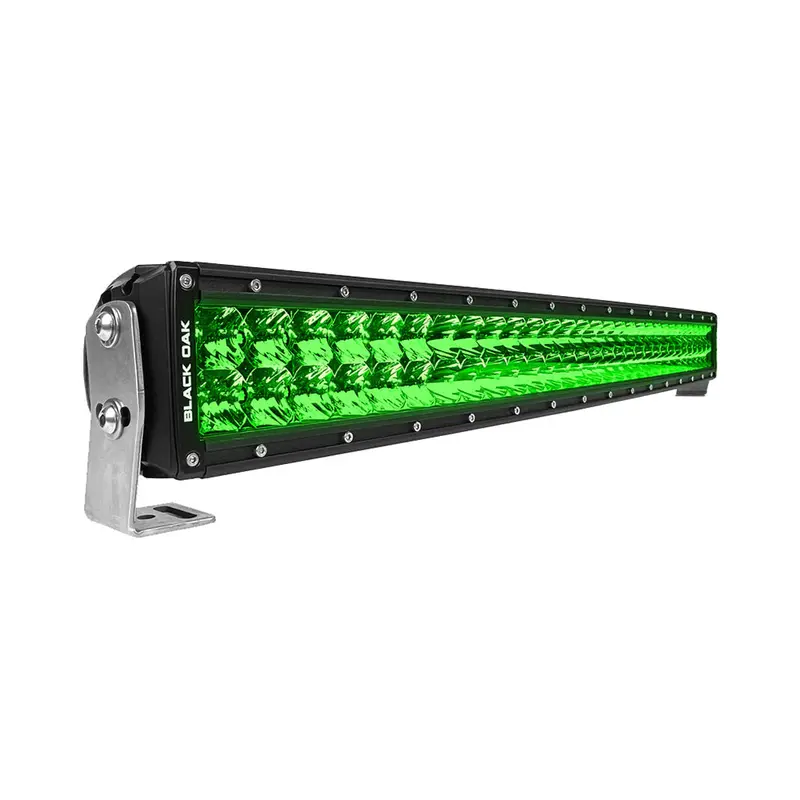 Black Oak 30" Curved Double Row Green Led Hog Hunting Light Bar - Combo Optics - Black Housing - Pro Series 3.0 1