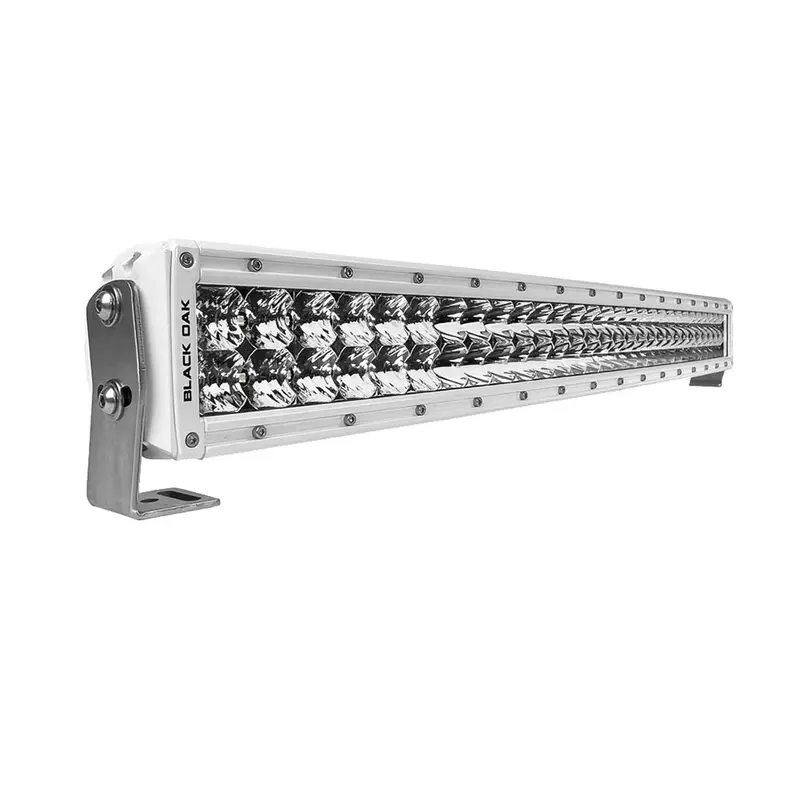 Black Oak 30" Marine Curved Double Row Led Light Bar - Spot Optics - White Housing - Pro Series 3.0 1