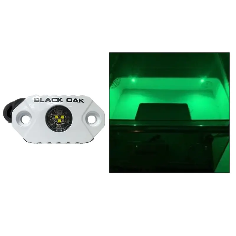 Black Oak Rock Accent Light - Green Leds - White Housing 1