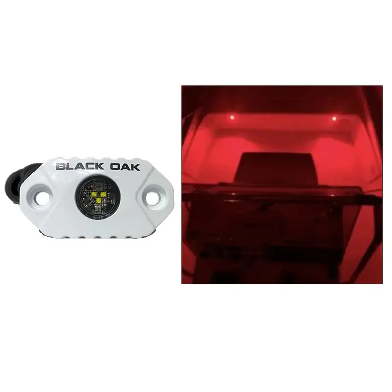 Black Oak Rock Accent Light - Red Leds - White Housing 1
