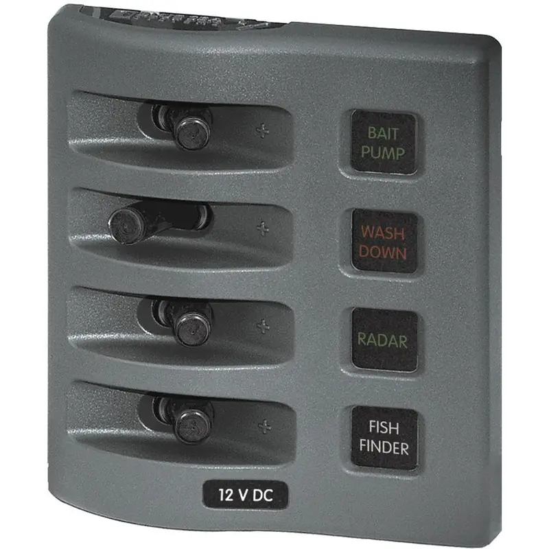 Blue Sea 4304 Weatherdeck Water Resistant Fuse Panel - 4 Position - Grey 1