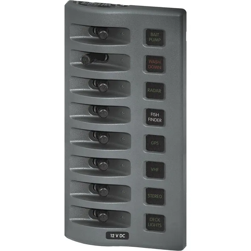 Blue Sea 4308 Weatherdeck Water Resistant Fuse Panel - 8 Position - Grey 1