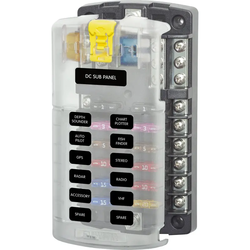 Blue Sea 5026 St Blade Fuse Block W/Cover - 12 Circuit W/Negative Bus 1