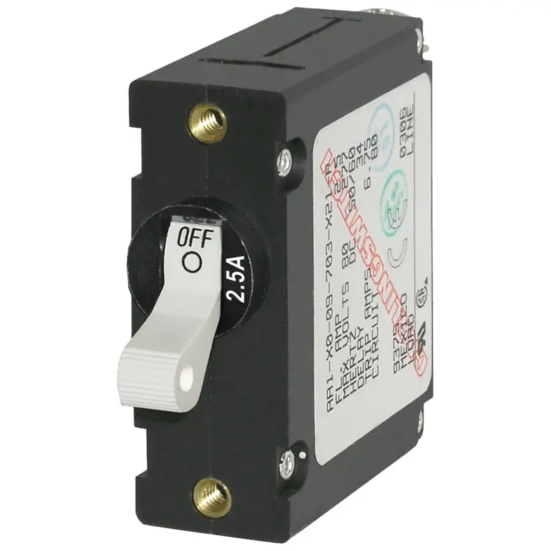 Blue Sea 7197 A-Series White Toggle Circuit Breaker - Single Pole 2.5A 1