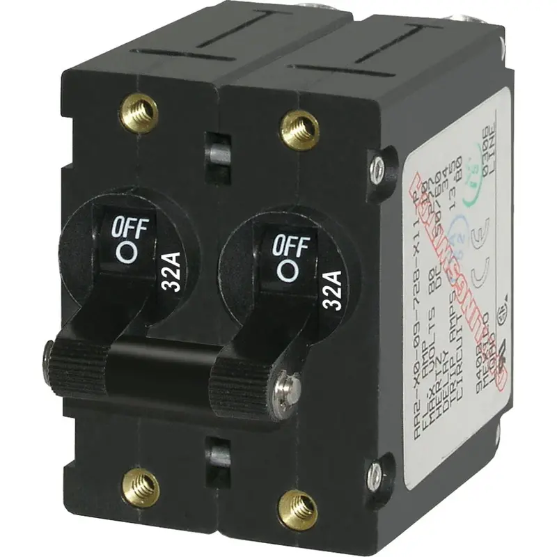 Blue Sea 7349 A-Series Double Pole Toggle - 32A - Black 1