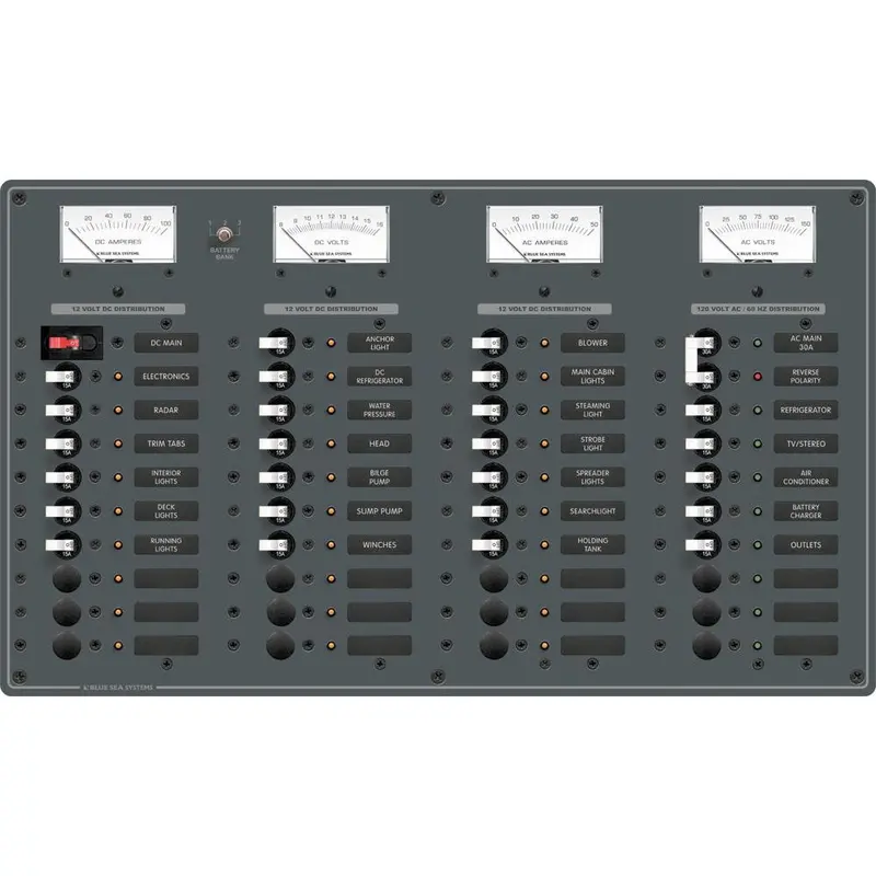 Blue Sea 8095 Ac Main +8 Positions / Dc Main +29 Positions Toggle Circuit Breaker Panel   (White Switches) 1