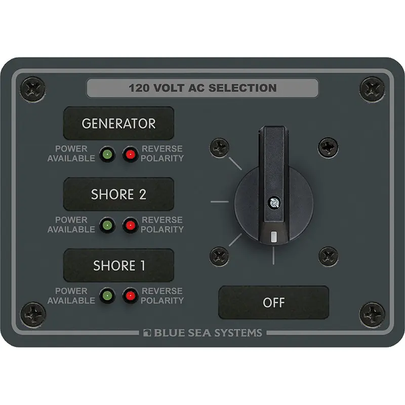 Blue Sea 8366 Ac Rotary Switch Panel 30 Ampere 3 Positions + Off, 2 Pole 1