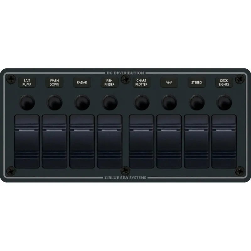 Blue Sea 8371 Water Resistant Panel - 8 Position - Black - Horizontal Mount 1