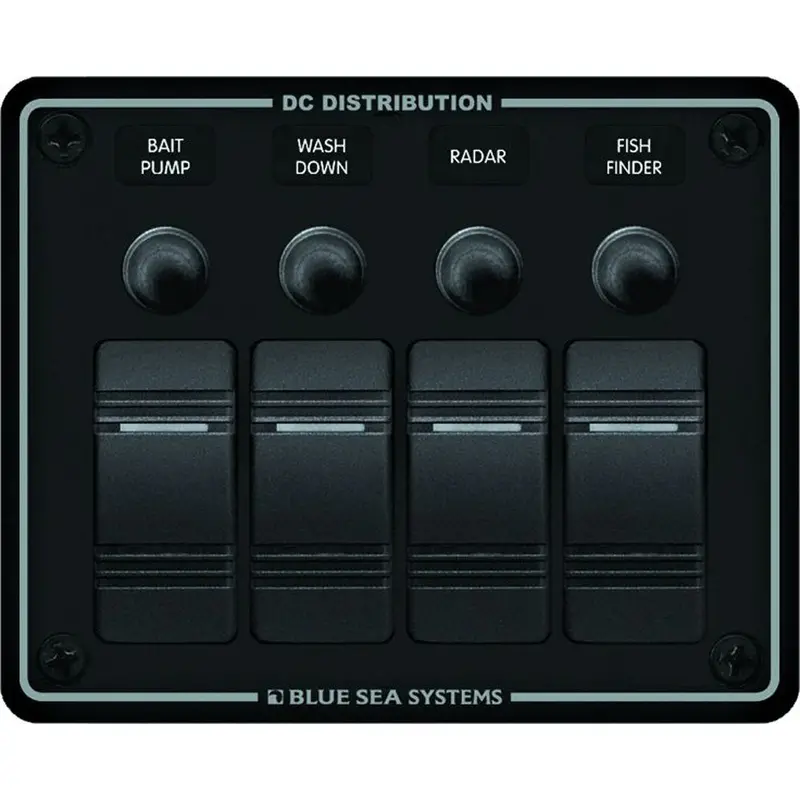 Blue Sea 8372 Water Resistant 4 Position - Black - Horizontal Mount Panel 1
