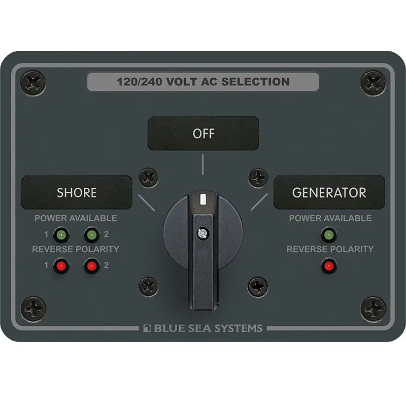 Blue Sea 8386 Ac Rotary Switch Panel 30 Ampere 2 Positon + Off, 4 Pole 1