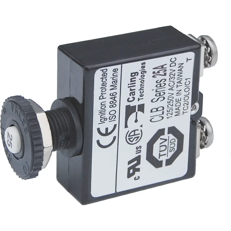Blue Sea Push Button Reset Only Screw Terminal Circuit Breaker - 25 Amps 1
