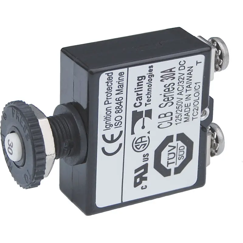 Blue Sea Push Button Reset Only Screw Terminal Circuit Breaker - 30 Amps 1