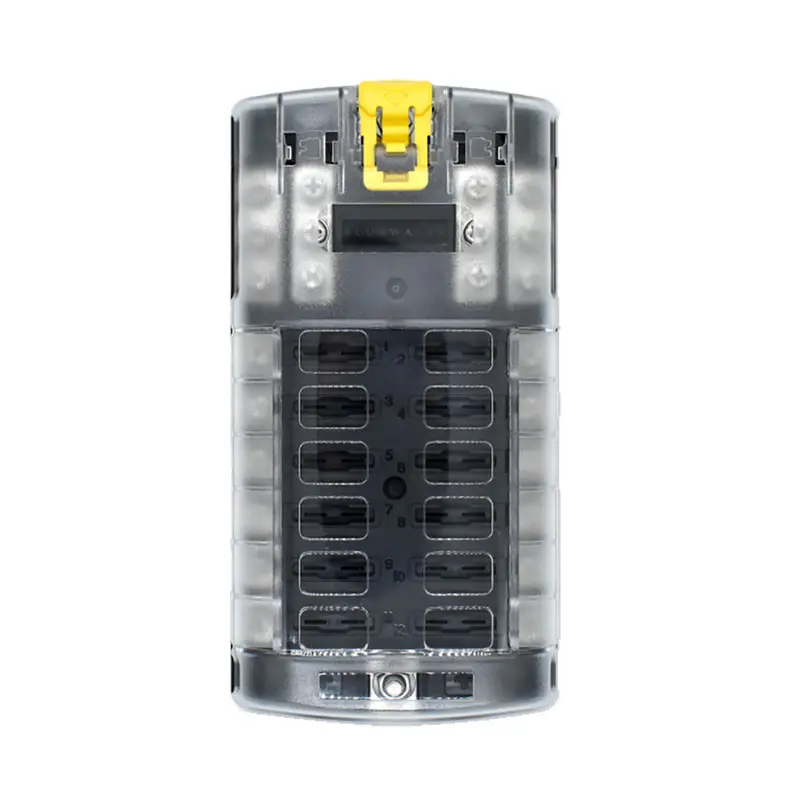 Bluewater 12 Position Fuse Block Atc W/Yellow Slide 1