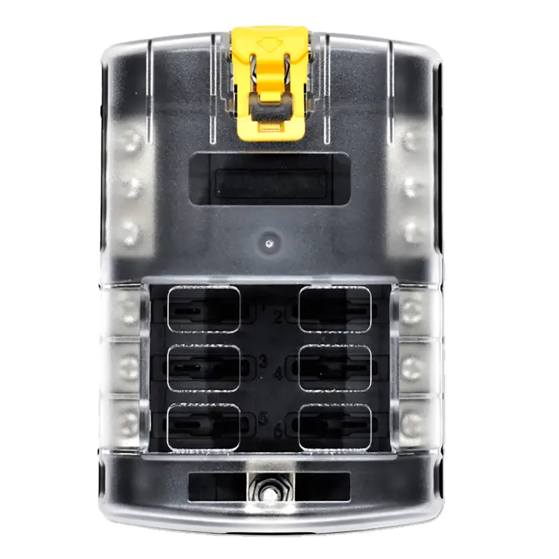 Bluewater 6 Position Fuse Block Atc W/Yellow Slide 1