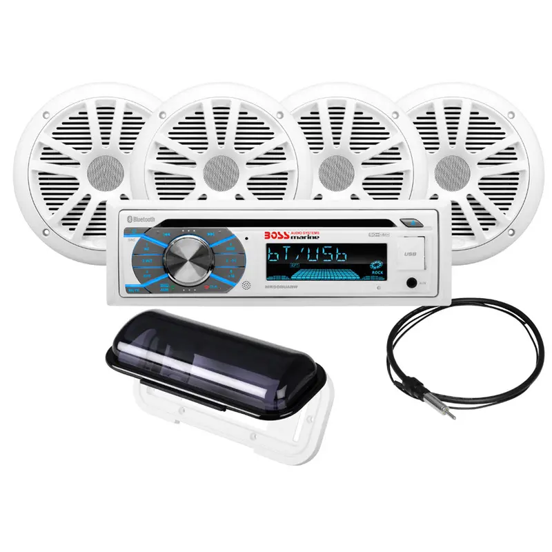 Boss Audio Mck508wb.64S Marine Stereo  2 Pairs Of 6.5" Speaker Kit - White 1