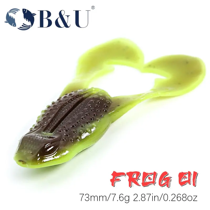 B&U 3Pc/Lot 73Mm Floating Soft Plastic Scented Frog Baits 1