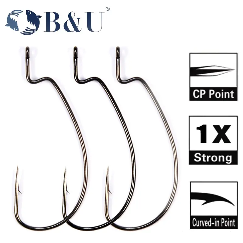 B&U Thin Wire Offset Ewg Worm Hook 12Pcs/Lot 1