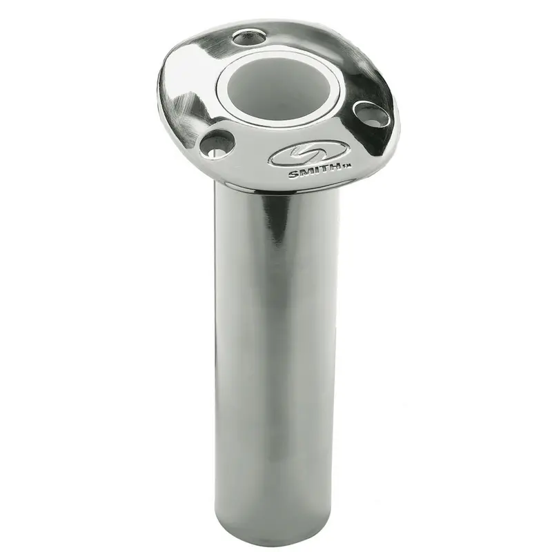 C.E. Smith Flush Mount Rod Holder - 0 Degree  9" Depth - Stainless Steel - Cast Bottom - White Vinyl Liner 1