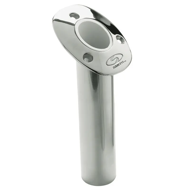 C.E. Smith Flush Mount Rod Holder - 30 Degree  9" Depth - Stainless Steel - Cast Bottom - White Vinyl Liner 1