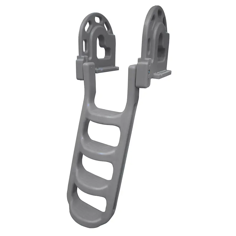 Dock Edge Stand-Off Flip-Up Polyethylene Roto Molded 4-Step Dock Ladder - Grey 1