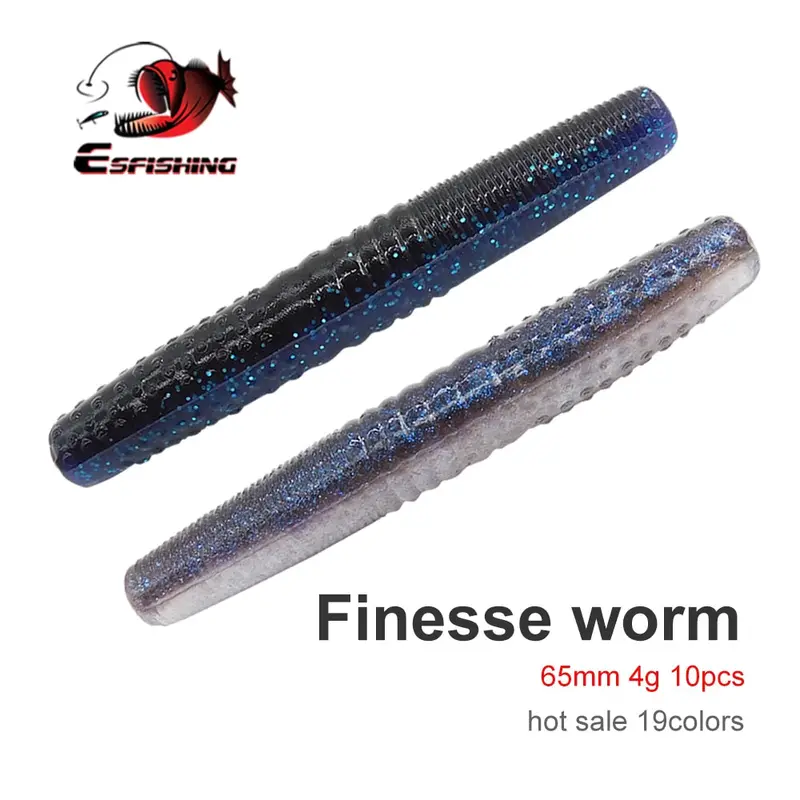 Esfishing 10Pcs 65Mm Finesse Worm Stick Baits 1