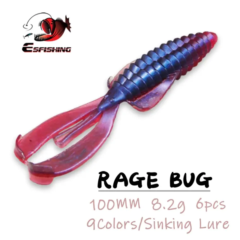 Esfishing Rage Bug 6Pcs/Lot 100Mm Craw 1
