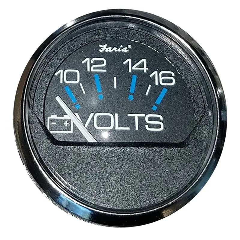 Faria Chesapeake Black 2" Voltmeter (10-16 Vdc) 1