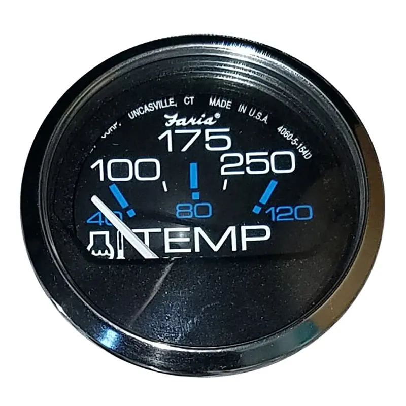 Faria Chesapeake Black 2" Water Temperature Gauge (100-250F) 1