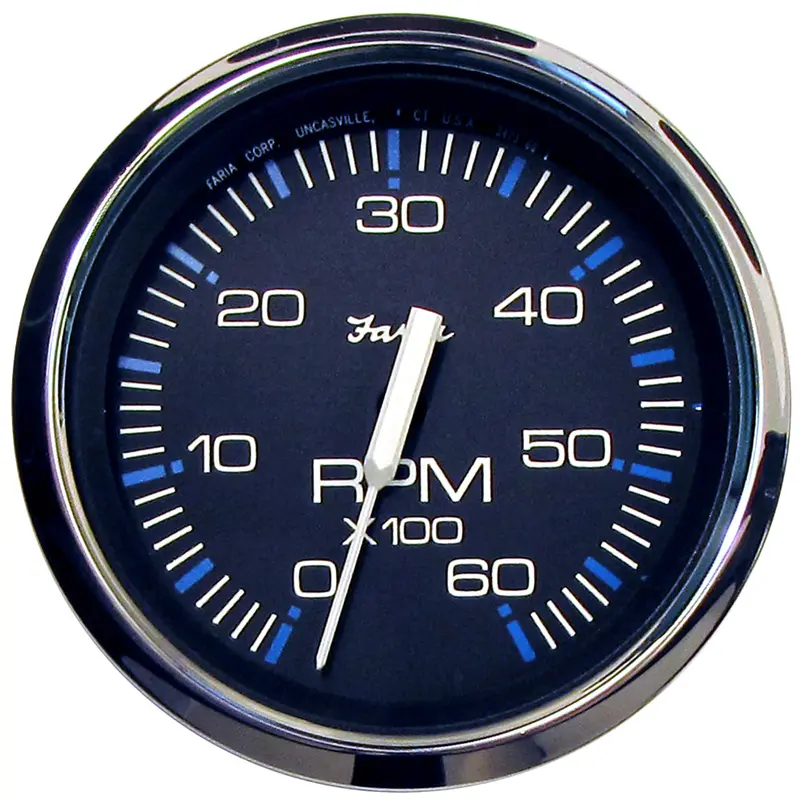 Faria Chesapeake Black 4" Tachometer - 6000 Rpm (Gas) (Inboard  I/O) 1