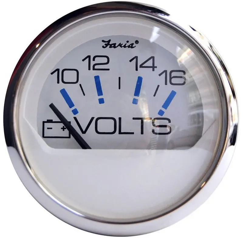 Faria Chesapeake White Ss 2" Voltmeter (10-16 Vdc) 1