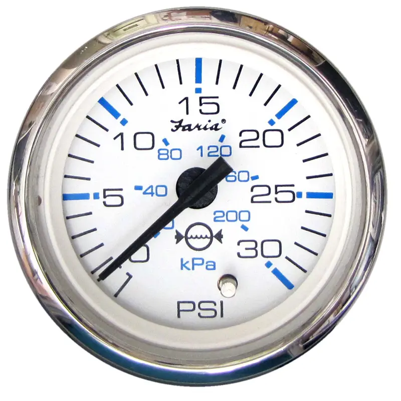 Faria Chesapeake White Ss 2" Water Pressure Gauge (30 Psi) 1